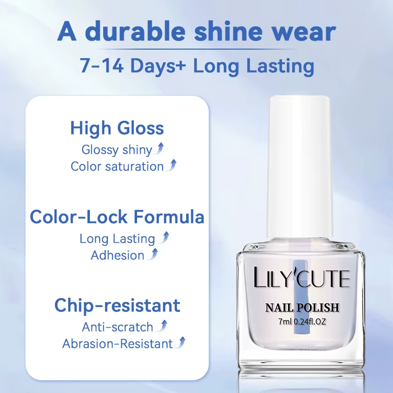 LILYCUTE 7ml vernis à ongles à base d'eau 2 en 1 clair brillant soin