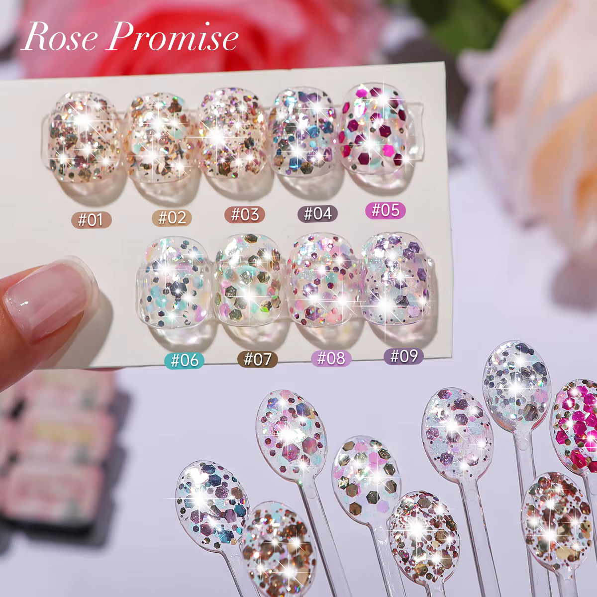 9 couleurs paillettes solide adhésif Gel vernis à ongles dégradé Semi Permanent tremper UV LED Nail Art Gel