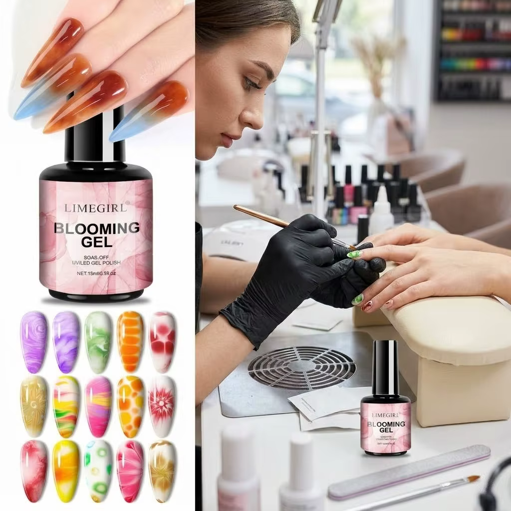 LIMEGIRL 15ML Gel floraison des ongles UV trempage propagation fleur de marbre effet d'épandage fonctionnel Nail Art