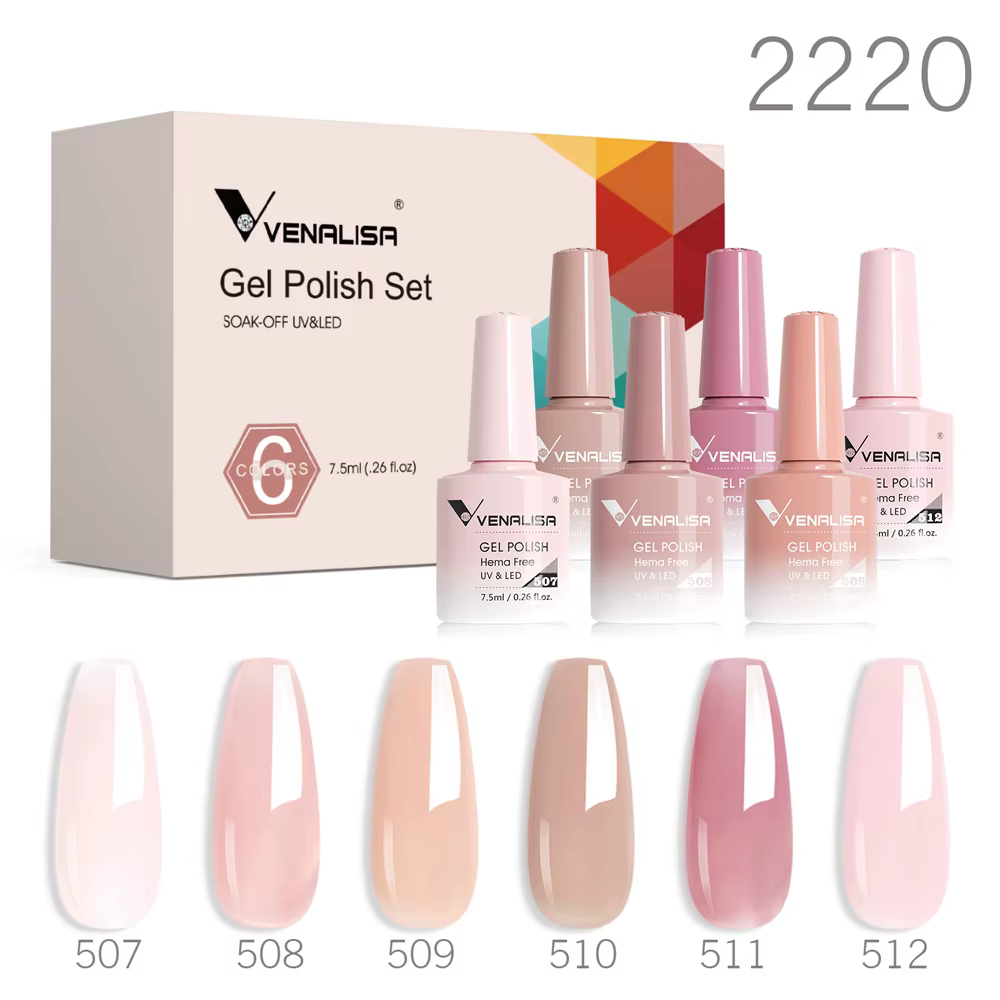 6 pièces/ensemble VIP5 Venalisa Gel vernis à ongles HEMA gratuit gelée rose couleur nue