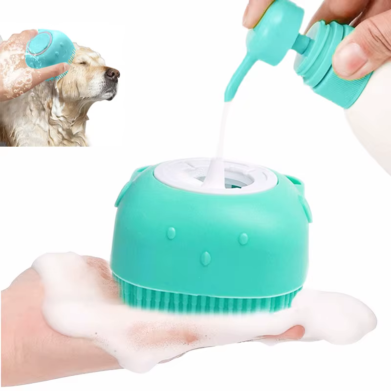Brosse de bain en silicone souple pour animaux de compagnie, masseur, gel douche, outils de nettoyage, peigne, chien, chat, livres, fournitures de toilettage