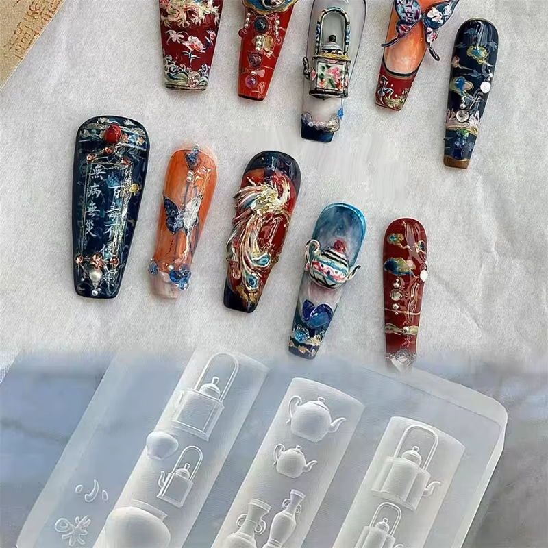 3D renard à neuf queues tridimensionnel Nail Art bricolage Silicone moule à ongles décorations créatif
