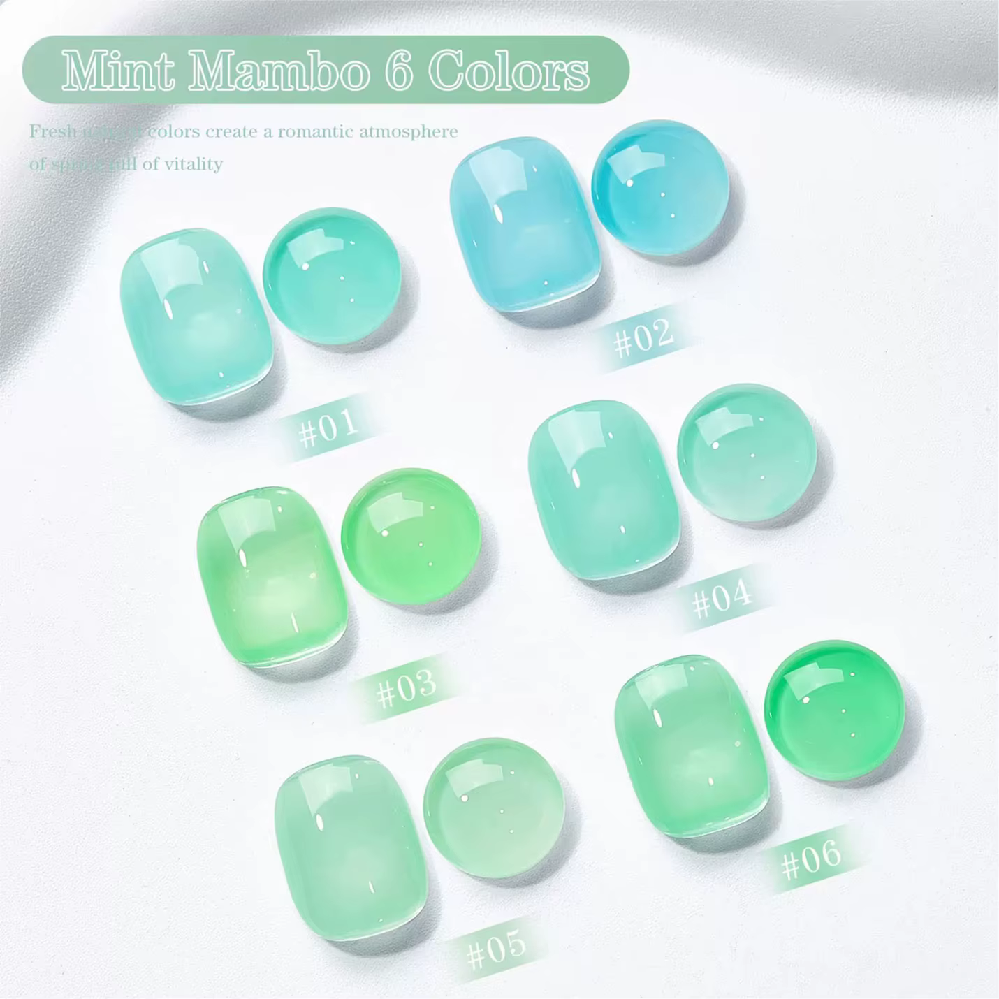 MIANEL 1-6 pièces 12ML Vente Chaude Série Menthe Mambo Vernis à Ongles Gelée Bleu Vert 6 Couleurs Nouveau