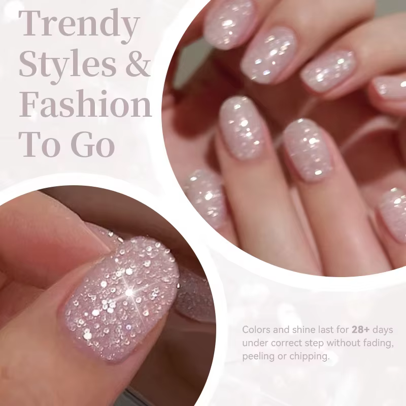 MIANEL 10ml Vernis à ongles gel rose nude scintillant UV LED Soak Off longue tenue pour nail art