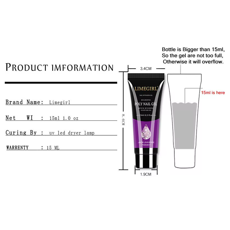Kit de Nail Art LIMEGIRL : Gel Poly Extension