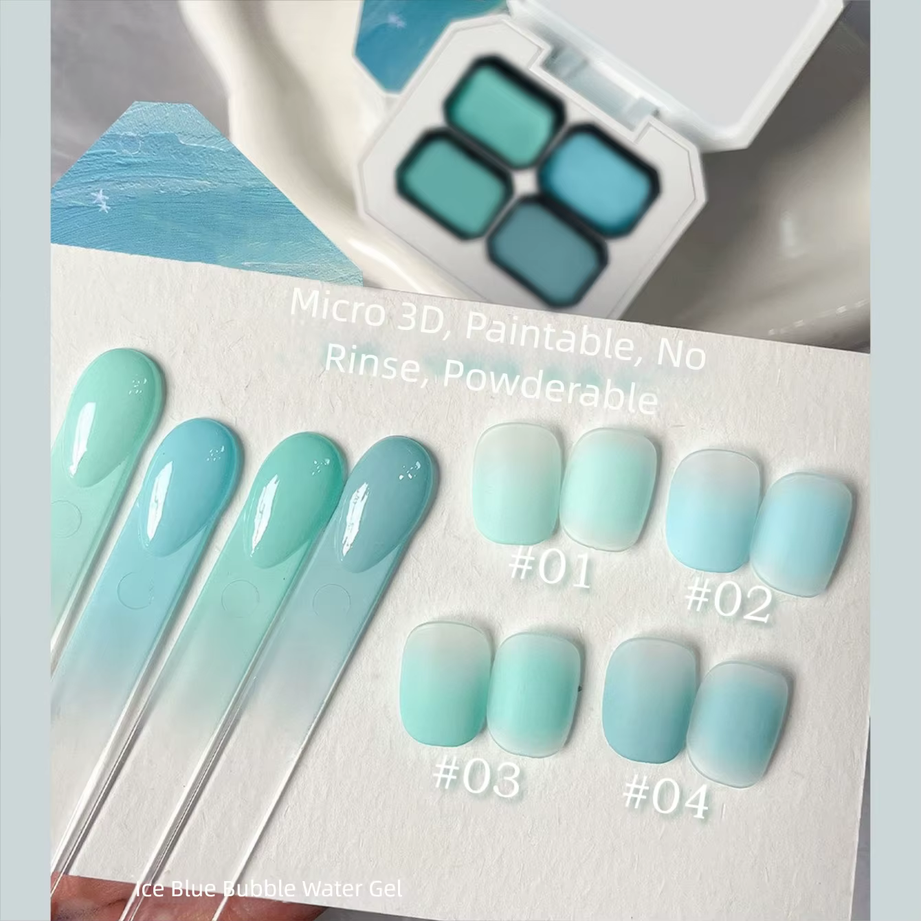 MIANEL 2026 Vernis à ongles gelée transparente menthe bleu vert effet bulles de glacier, longue tenue, haute brillance, pour nail art bleu