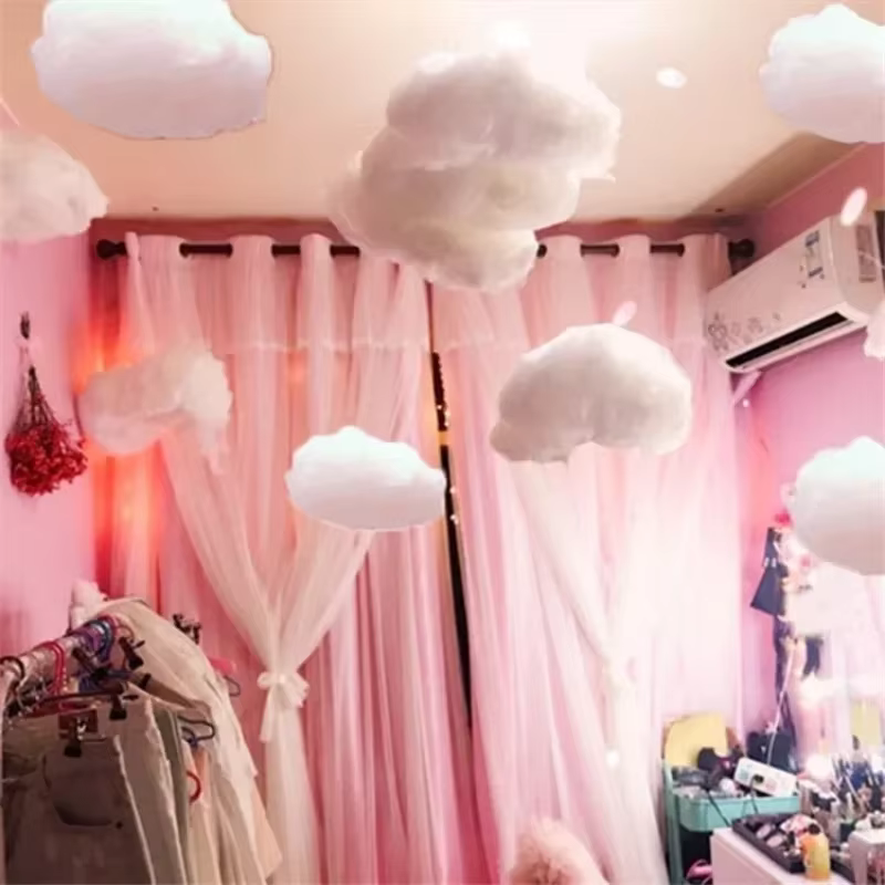Décorations de plafond pour fête de mariage, nuages suspendus en coton, accessoires de décoration artificiels, ornements muraux pour la pièce, imitation de fête