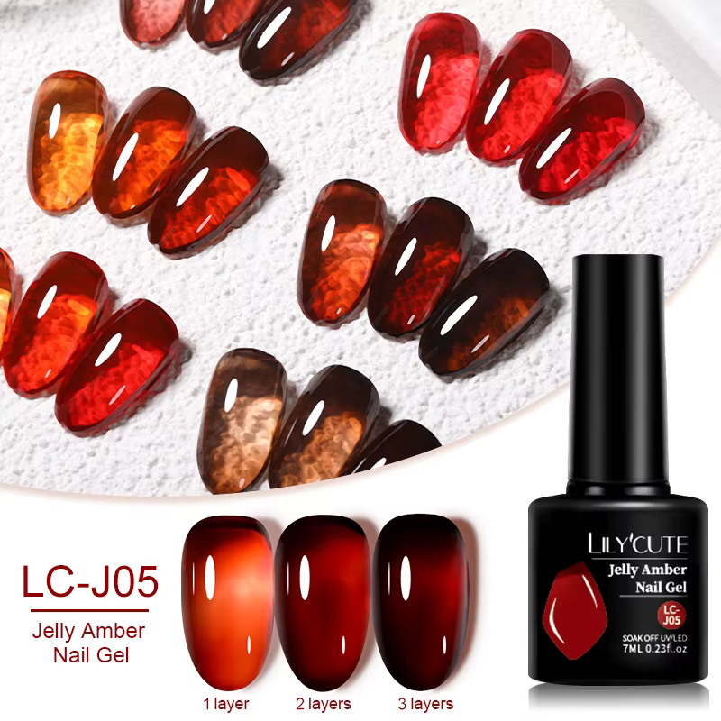 LILYCUTE 7ML gelée ambre Gel vernis à ongles marron cristal translucide couleur terne Nail Art Gel Semi Permanent UV Gel