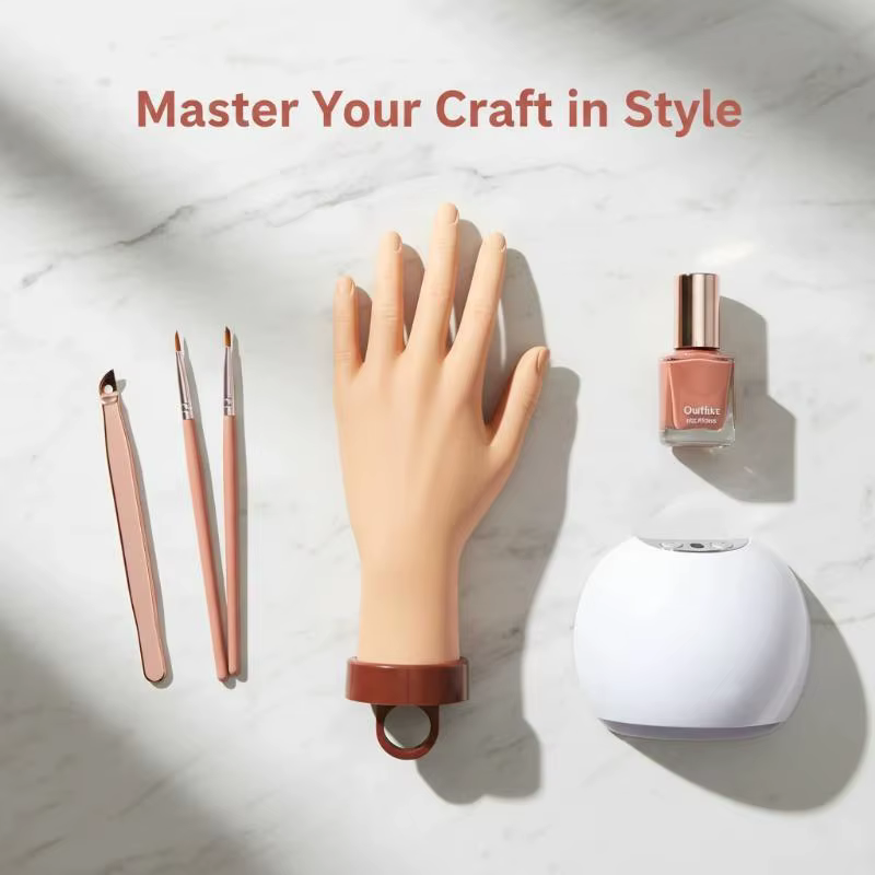 Main Artificielle Flexible et Réglable pour Nail Art – Modèle Prothétique en Plastique pour Pratique