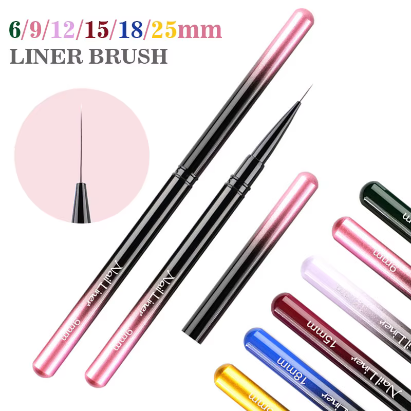 Pinceau de précision pour nail art 6/9/12/15/18/25mm – Stylo de dessin à fines rayures pour manucure DIY