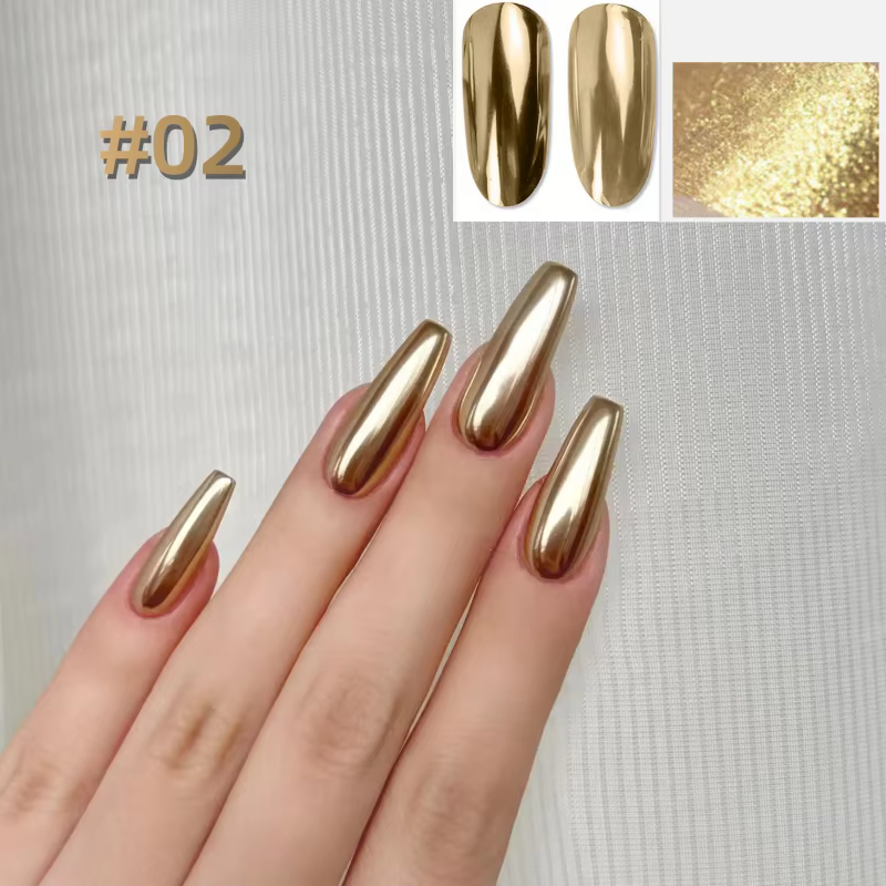 Poudre à ongles Chrome Or Vert – Pigment à effet miroir solide