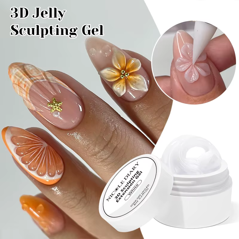 NICOLE DIARY blanc antiadhésif Extension de main Gel vernis à ongles pour 3D façonnage sculpture fleur bricolage Nail