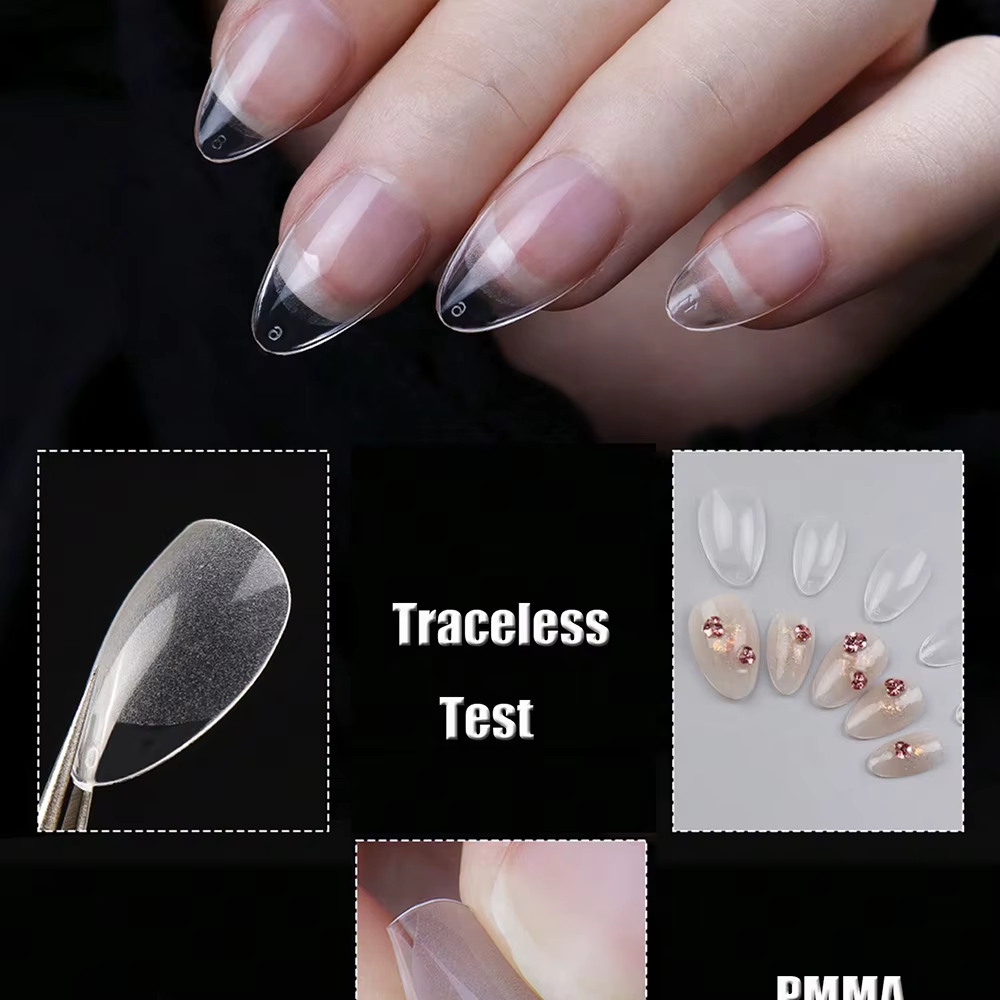 Pointes d'ongles courtes en amande pour gel souple