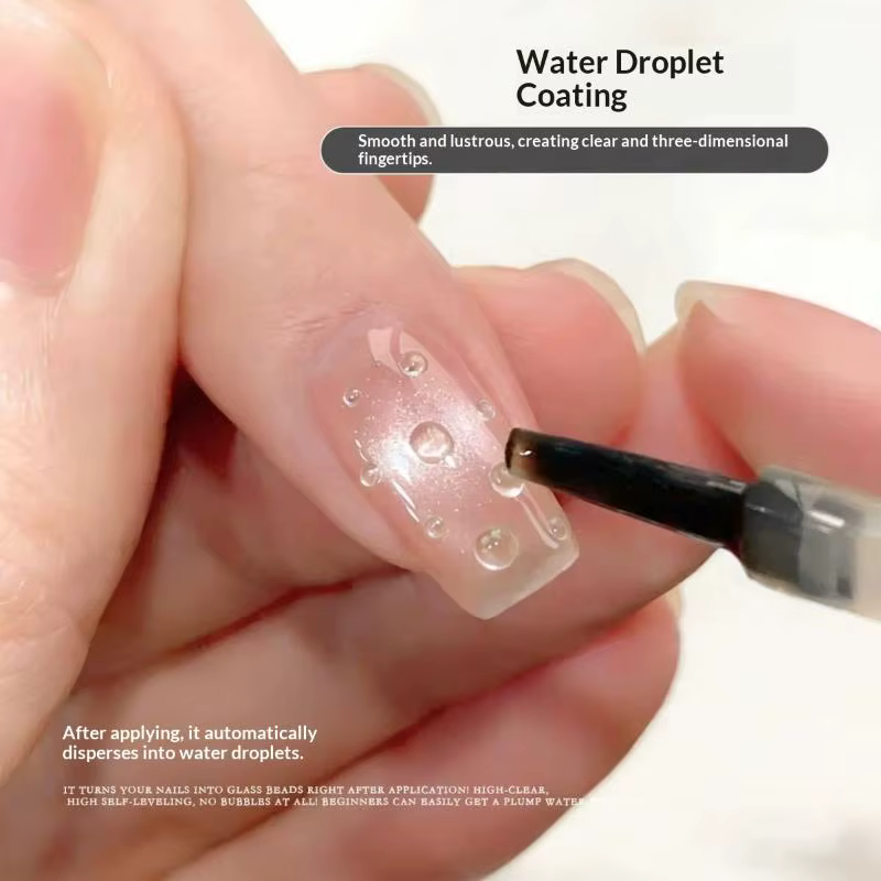 Gel à ongles 3D effet goutte d'eau 8ml, sans résidu, pour manucure, gel de sculpture pour nail art, couche de finition haute transparence, vernis à ongles.