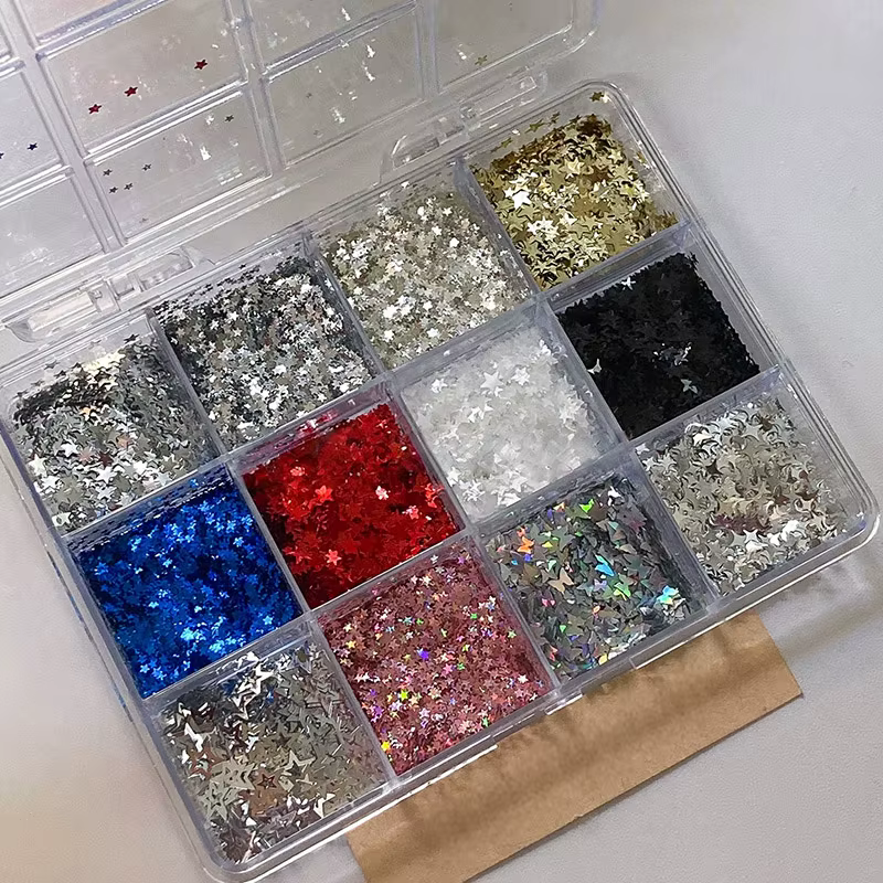 Paillettes pour nail art mélangées en forme d'étoiles