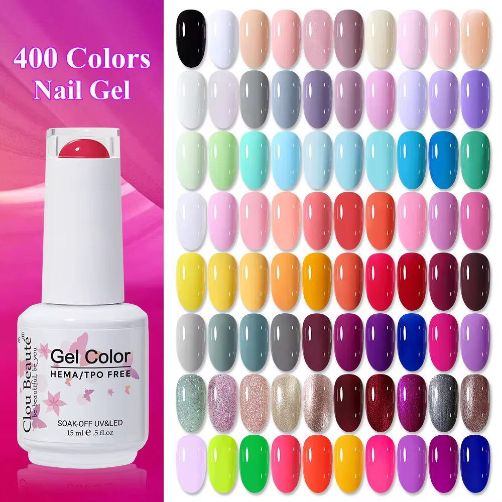 Clou Beaute 15ml rouge noir blanc vert néon Gel vernis à ongles couche de finition velours haut 400 couleurs Gel Semi