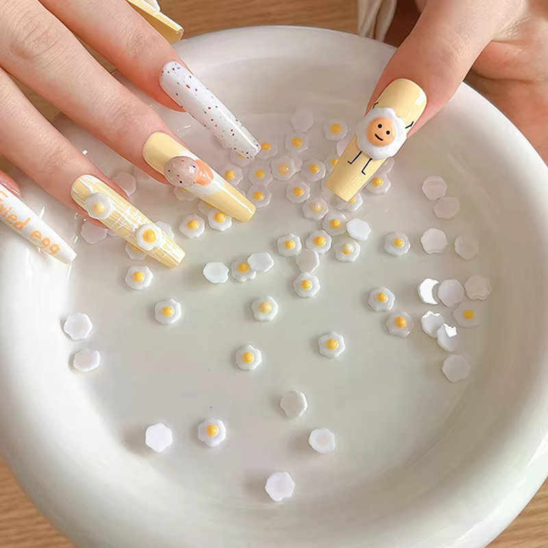 Mini œufs pochés 3D, décorations pour Nail Art