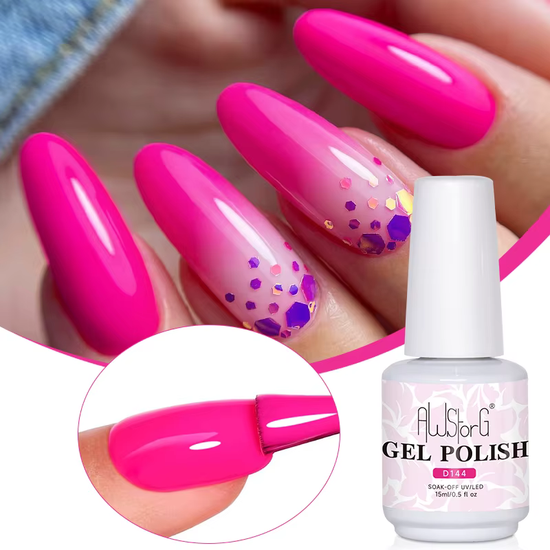 AWStorG Vernis à ongles en gel rose 15 ml – Adhérence fantastique