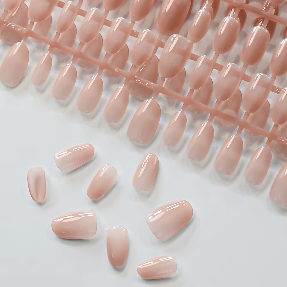 150 pièces dégradé court amande presse sur ongles Simple brillant nu faux
