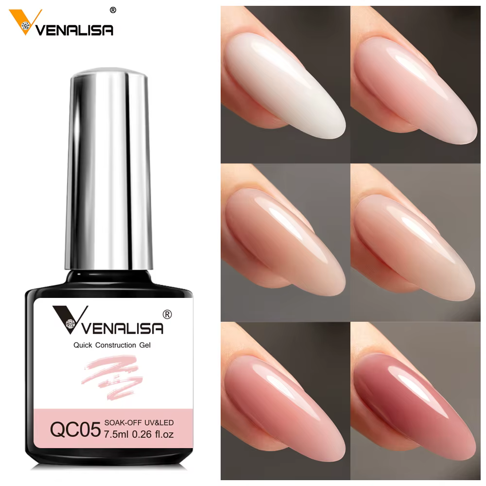 VENALISA 7.5ml Gel de Construction rapide Semi Transparent gelée couleur vernis à ongles renforcement tremper UV LED Gel rose nu