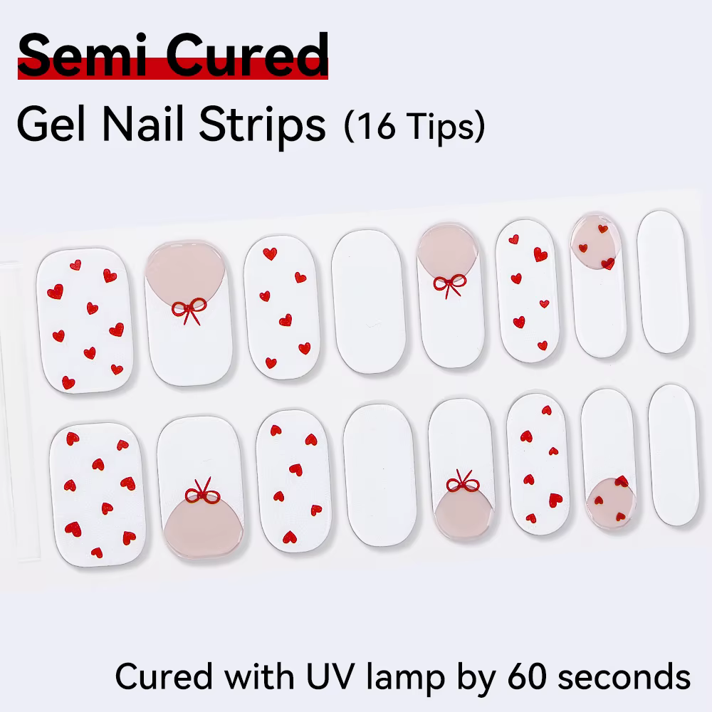 Autocollants pour ongles en Gel Semi-durci pour la saint-valentin