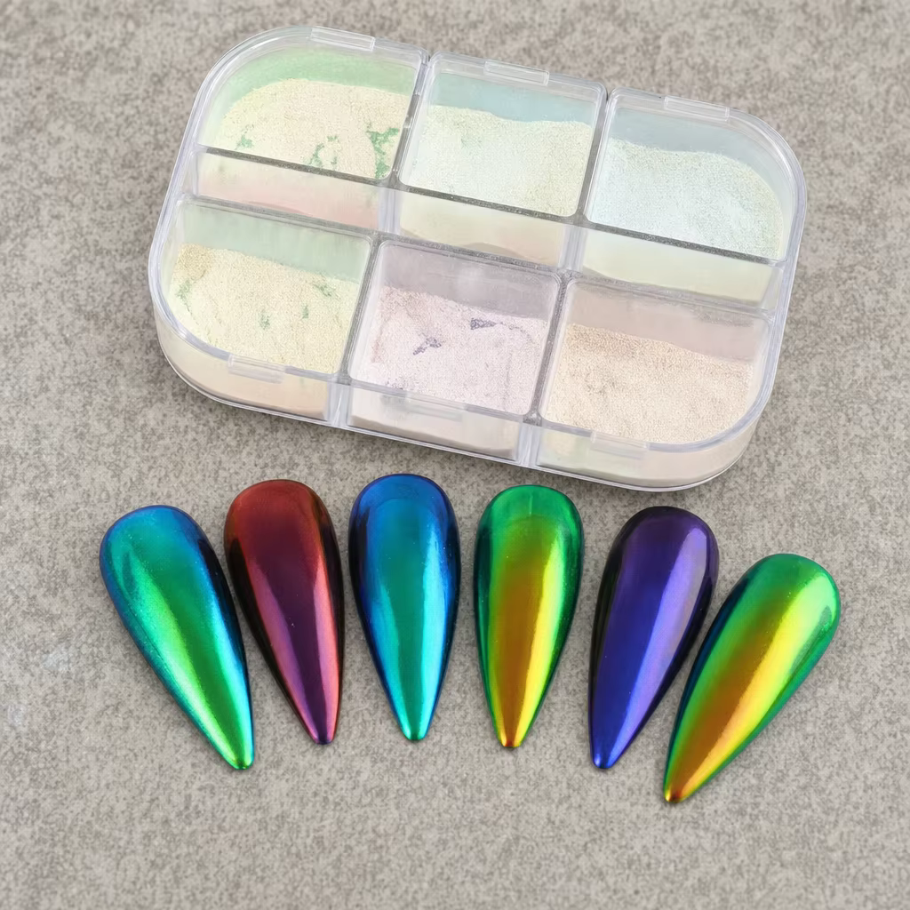 Poudre à ongles effet miroir clair de lune