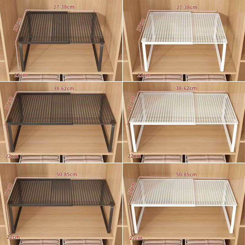 Organisateur d'étagère de placard télescopique, séparateur réglable rétractable et empilable pour garde-robe, armoire, placard, gain d'espace de rangement