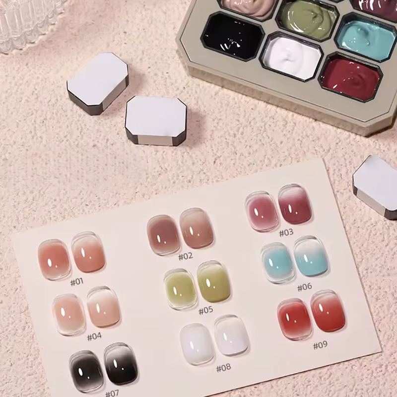 Vernis à ongles blush à haute saturation dégradé solide de 9 couleurs