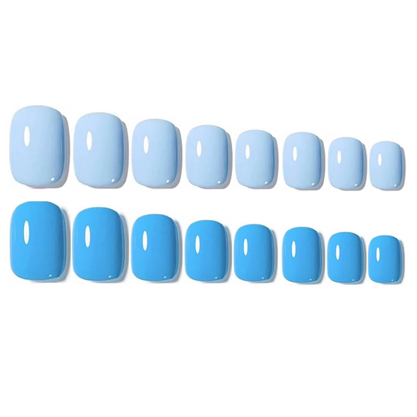 144 pièces-ensemble d'art d'ongle de faux ongles de la série bleue carrée courte-ensemble