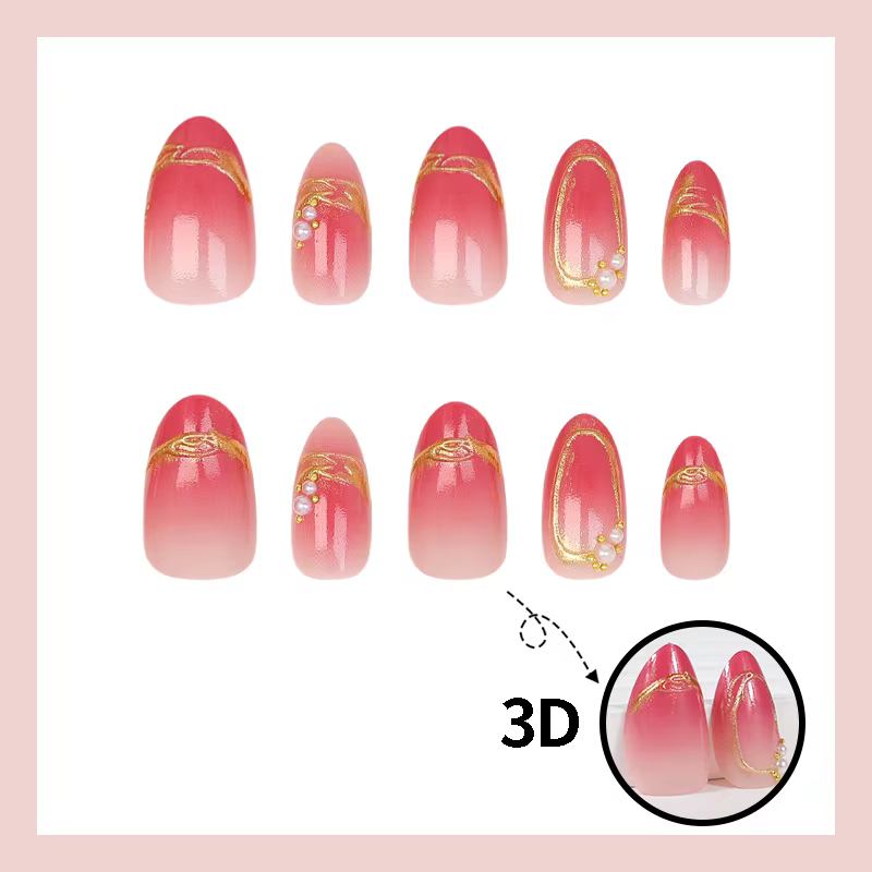 24 faux ongles de taille moyenne en forme d'amande