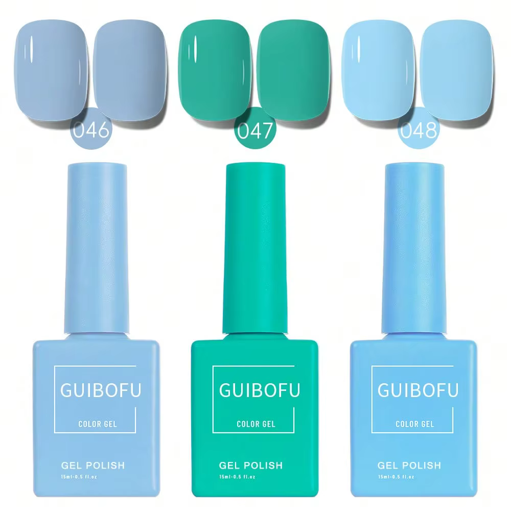 Lot de 3 vernis gel bleu vert pâle 15 ml
