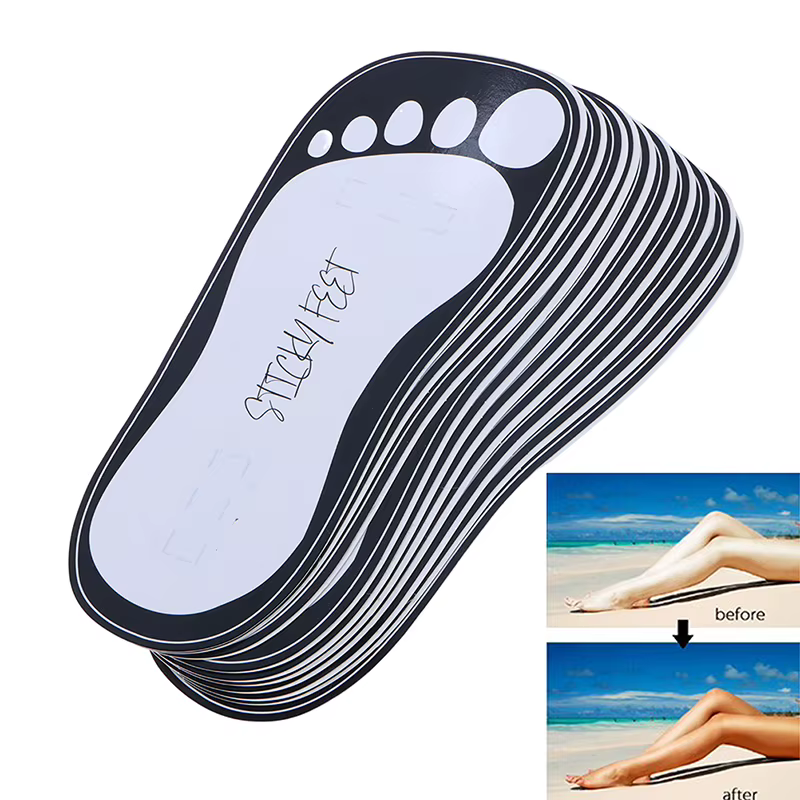 ♥ 20 Pièces de Protège-Pieds Adhésifs Jetables pour Bronzage, Tampons Autocollants pour Bronzage par Pulvérisation, Accessoires Corporels 11 pouces
