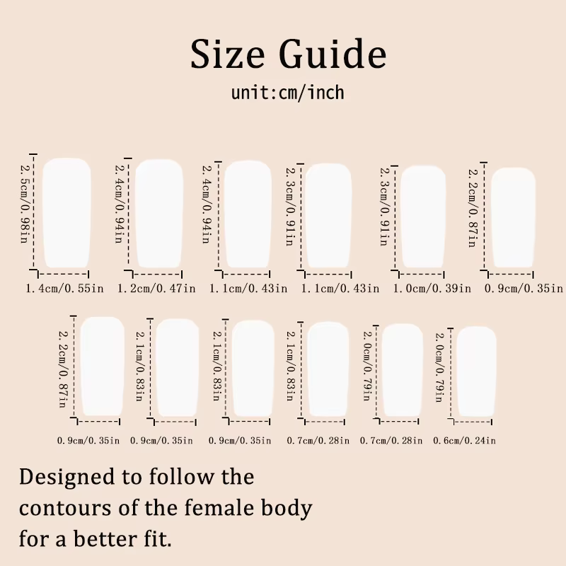 24 faux ongles à presser style français