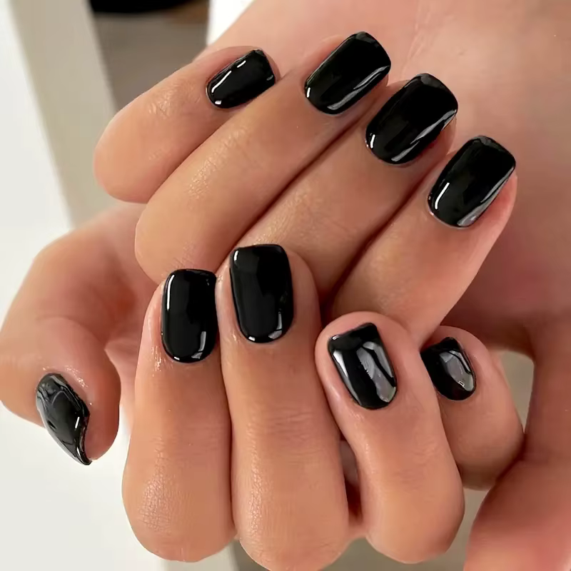 Faux ongles français carrés mi-longs