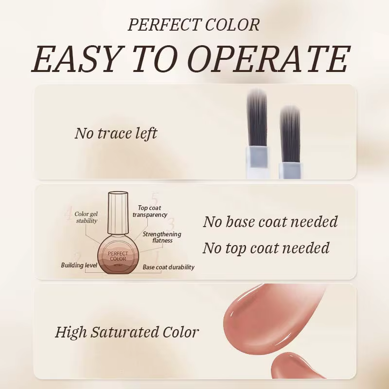 PERFECT COLOR Vernis à ongles gel laiteux rose nude tout-en-un 8ml