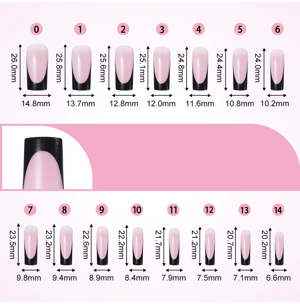 60 pièces Nail Art conseils orteil blanc français presse sur ongles noir