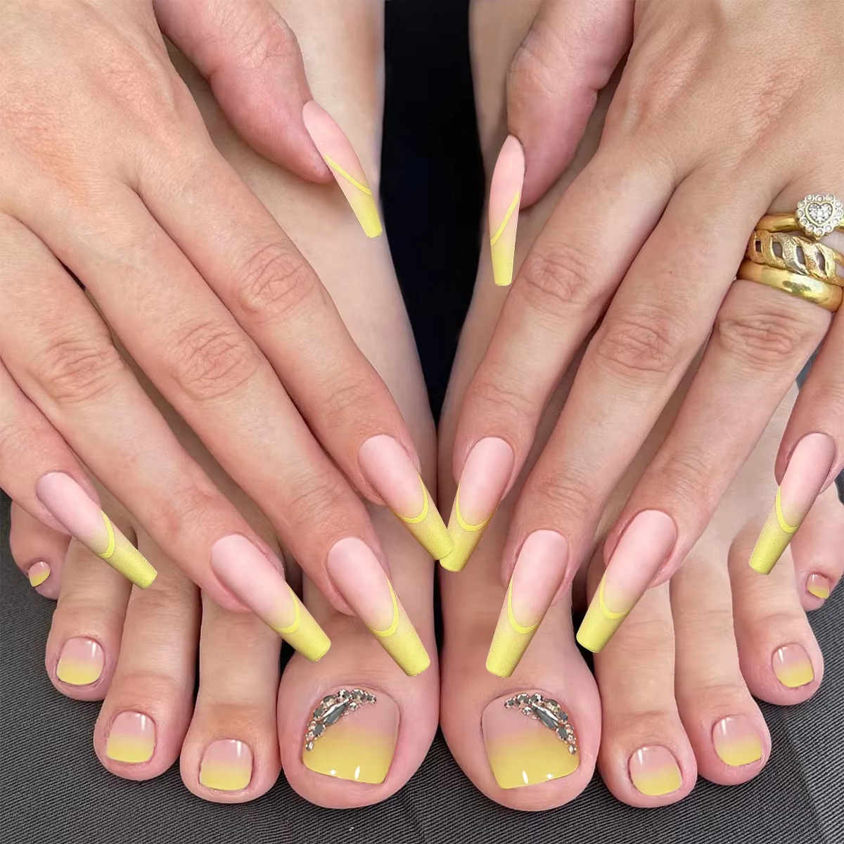 48 pièces presse sur ongles longs carrés et presse sur ongles ensemble