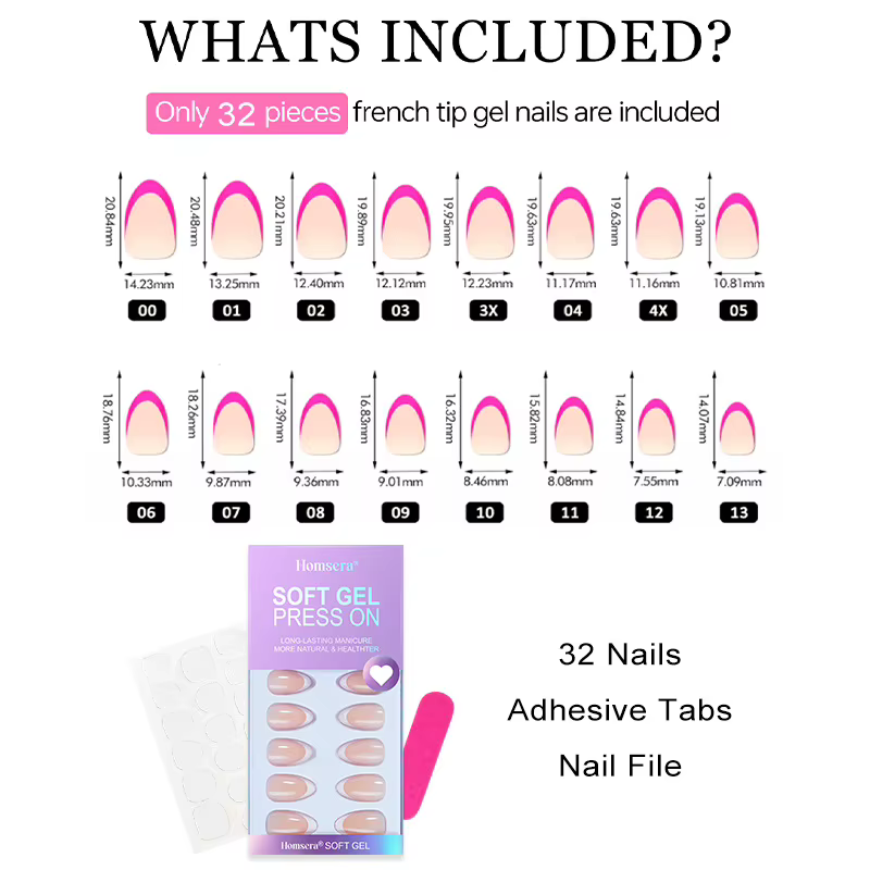 32 faux ongles courts en forme d'amande