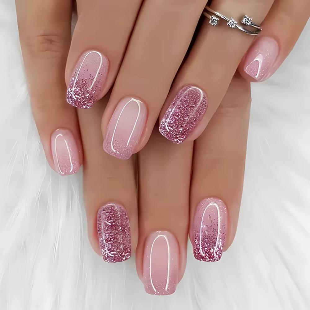 Faux ongles français à pression rose