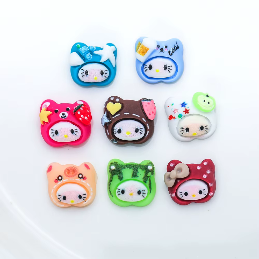 50 Pièces/Paquet Breloques pour Ongles Chat Mignon - Couleurs Assorties KT Kitty