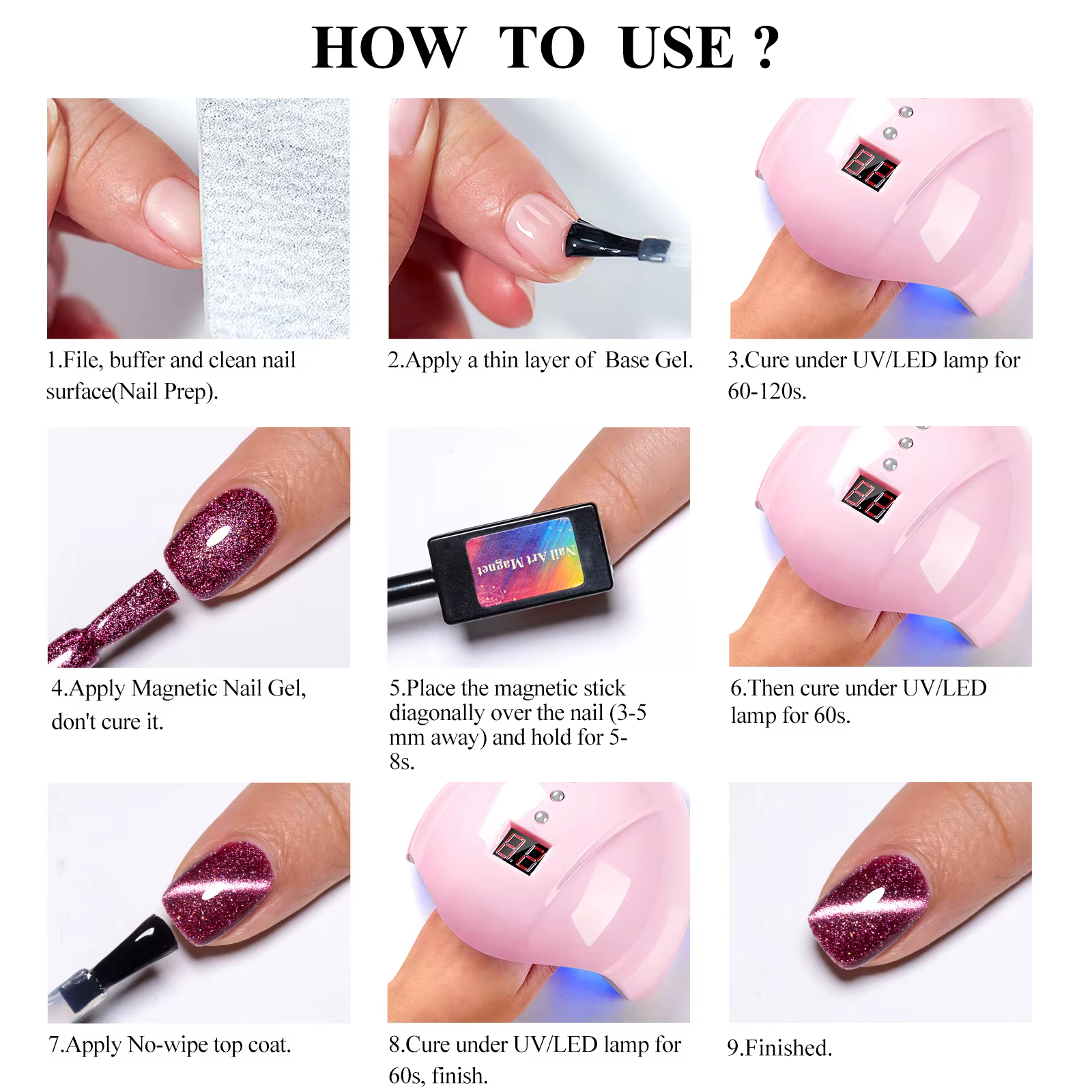 Ensemble de 7 gels magnétiques pour ongles