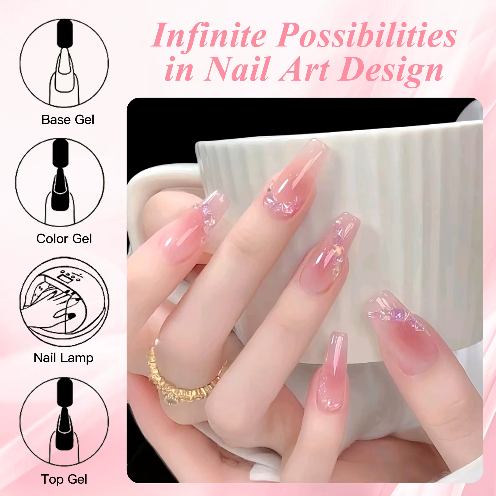 8 pièces ensemble de vernis à ongles Gel gelée nue avec boîte couleur translucide Semi Permanent tremper UV LED Gel