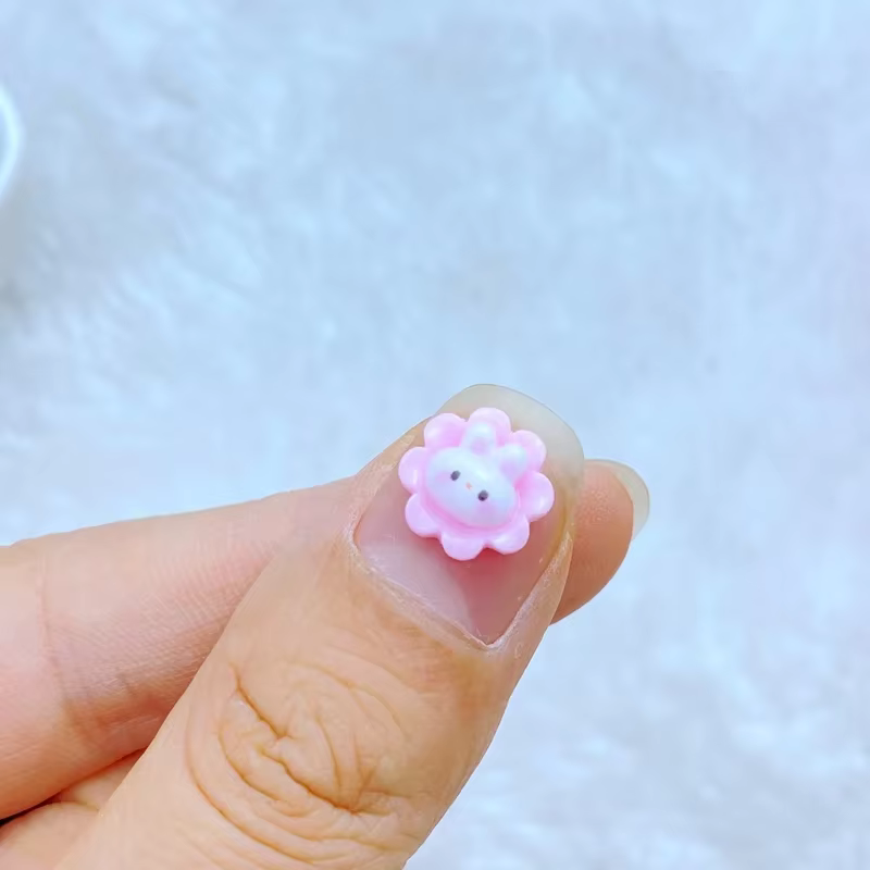 50 pièces/ensemble dessin animé fleur lapin Ontwerpen Nail Art décoration Hars 3d Bedels Nagel Accessoires manucure pour Vrouwen Meisjes