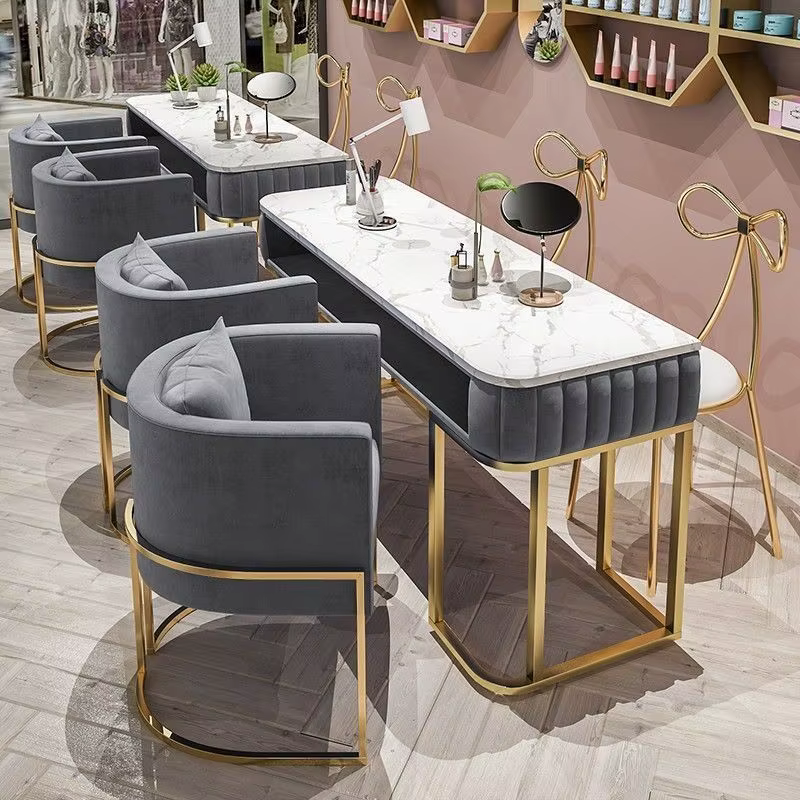 Tables de manucure professionnelles doubles, meubles de Salon, Table de manucure design avec aspirateur, Tables à ongles de luxe