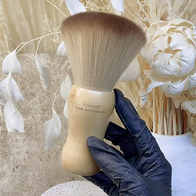 Professionnel moelleux ongles Art brosse ronde manche en bois nettoyage de la poussière