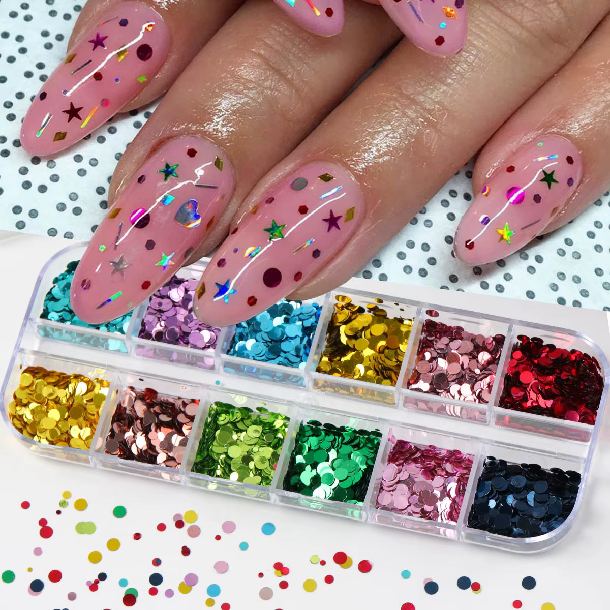 12 Grilles de Paillettes 3D pour Nail Art