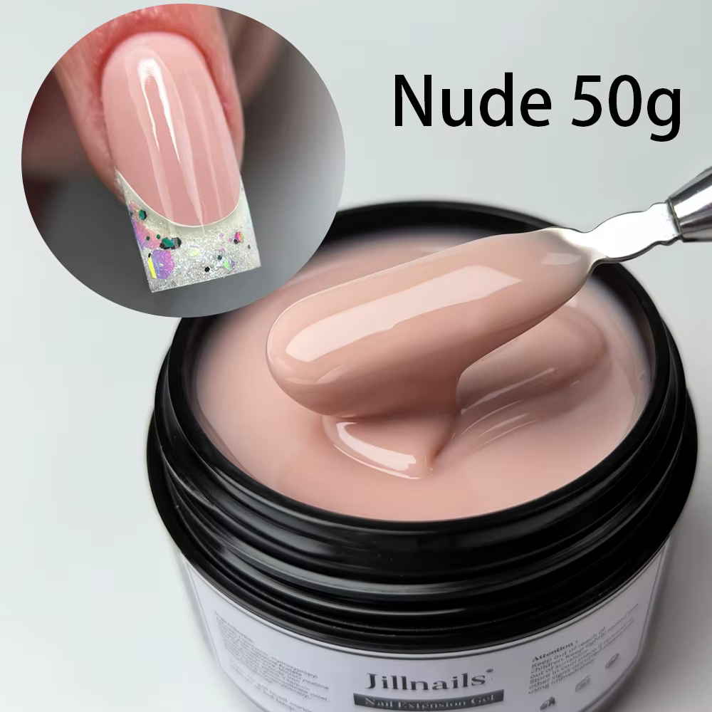 Jillnails Gel Constructeur Ongles Bourgogne 50G Rose Poudré Nude Scintillant Gel UV pour Extension d'Ongles