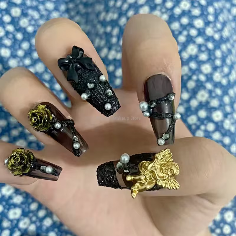 N64.Tips-Faux ongles réutilisables de style gothique