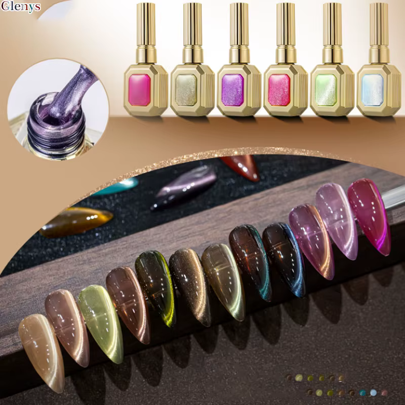 Glenys 48 pièces * 15ml Vernis à ongles gel effet œil de chat blanc clair