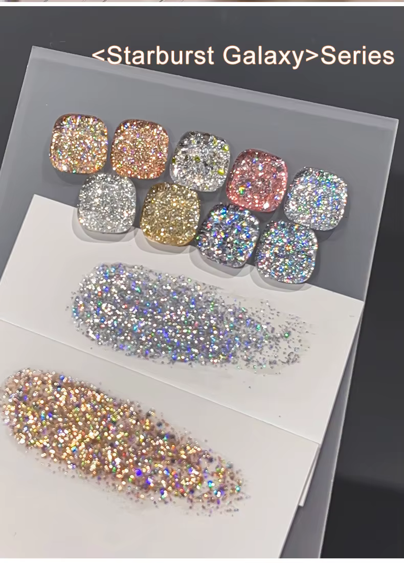 Lot de 9 couleurs – Série Galaxie Étoilée – Vernis à ongles semi-permanent en gel adhésif pailleté